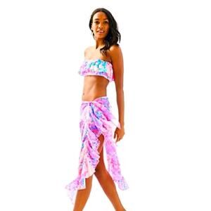 Lilly Pulitzer Wilda Sheer Sarong Cover Up In Pascha Pink Aquadesiac Womens OS